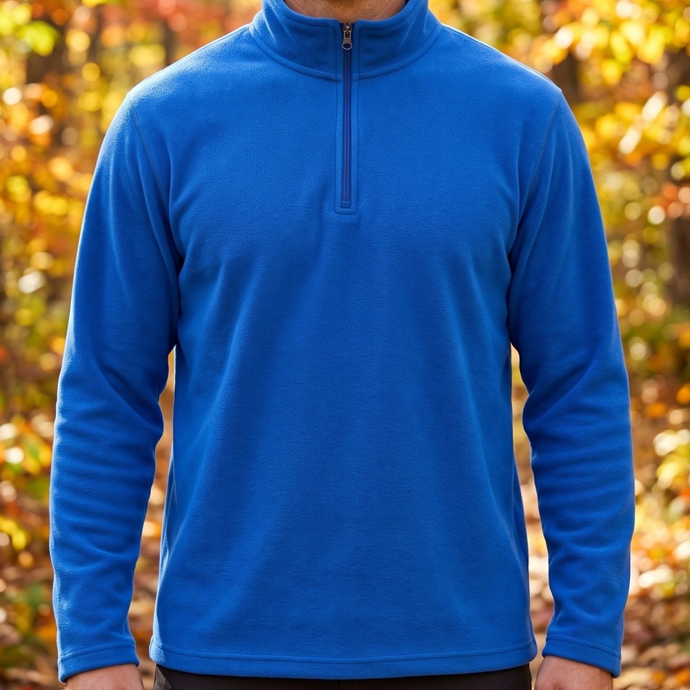 Foundry Supply Co Mens Blue Quarter Zip Fleece Pullover Mock Neck Sweater